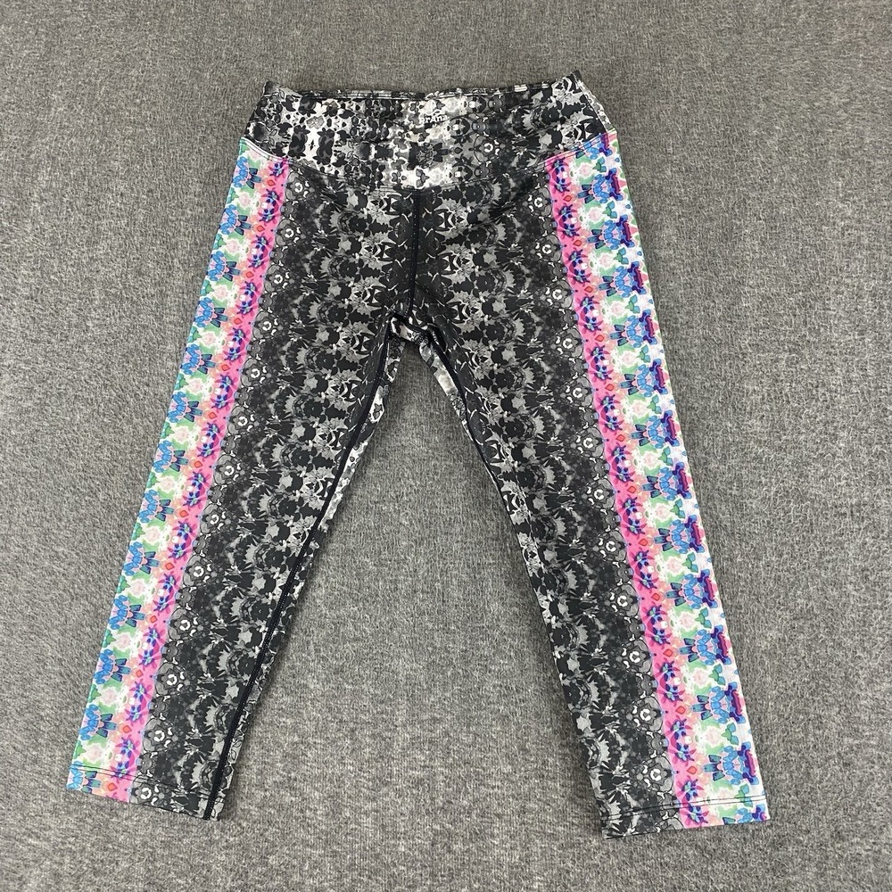 Prana Capri Leggings Womens Medium Floral Print Yoga Workout Athletic Pants
